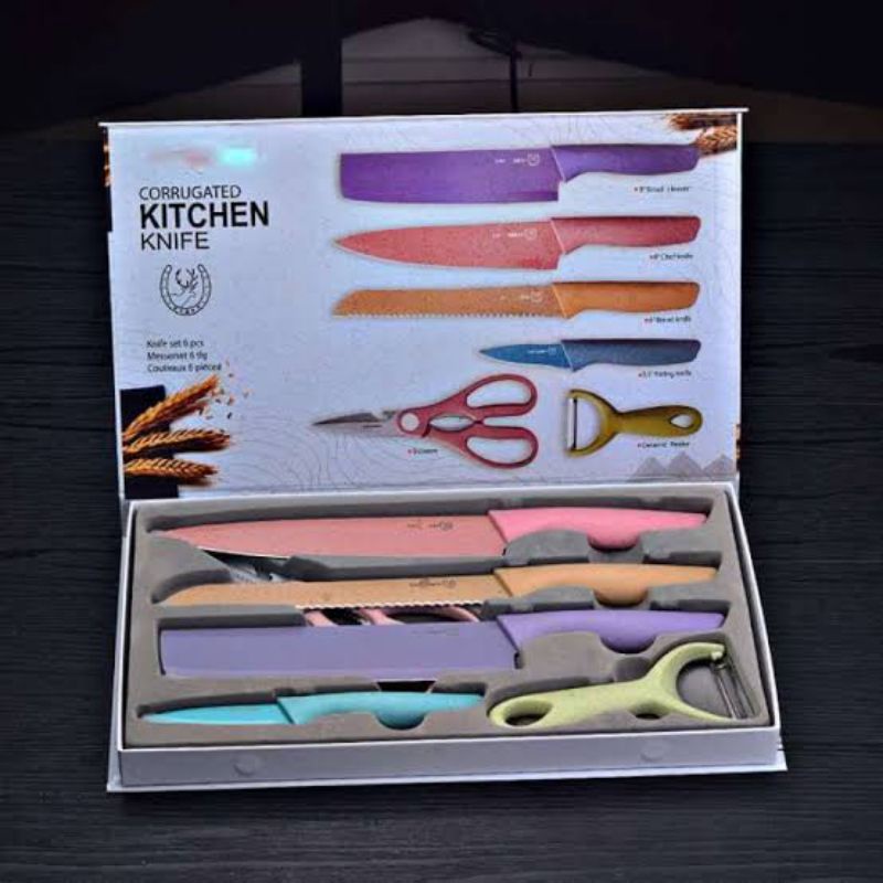 

Pisau Set EVCRIERH Stainless dilapis anti lengket 1 Set isi 6