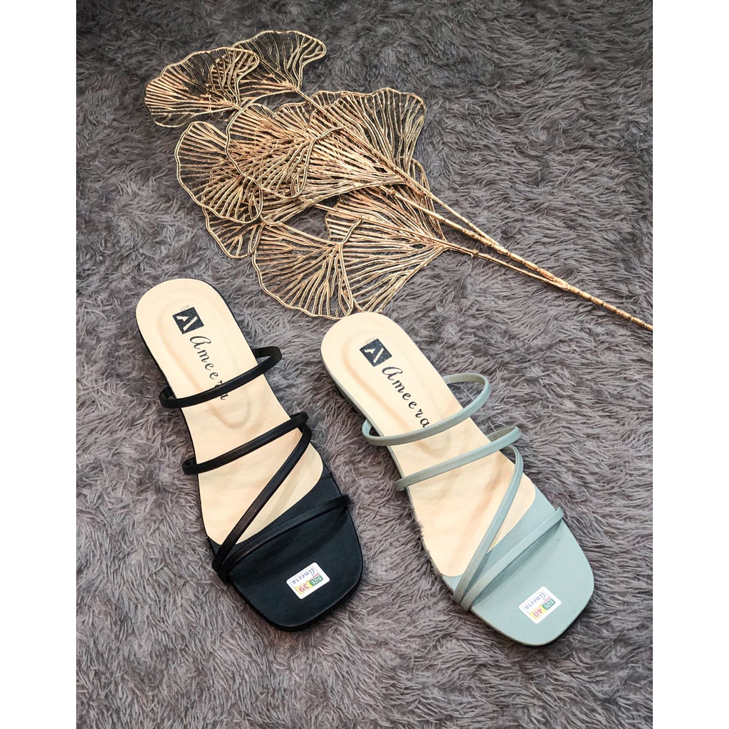 AMEERA AM-07 Sandal Heels Tali Wanita Sendal Hak Tahu 5cm Block Chunky