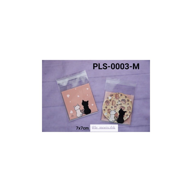

PLS-0003-M Packaging plastik cookies K motif kucing orange pink