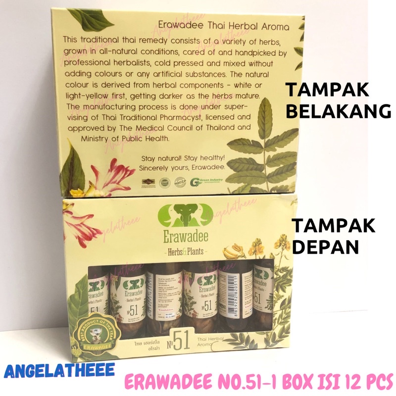 Erawadee 51 Minyak Angin Inhaler Herbal Thailand 1 BOX