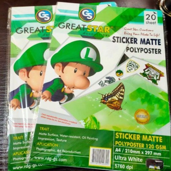

Stiker Sticker Matte Doff Glossy Polyposter Water Proof A4 120Gsm