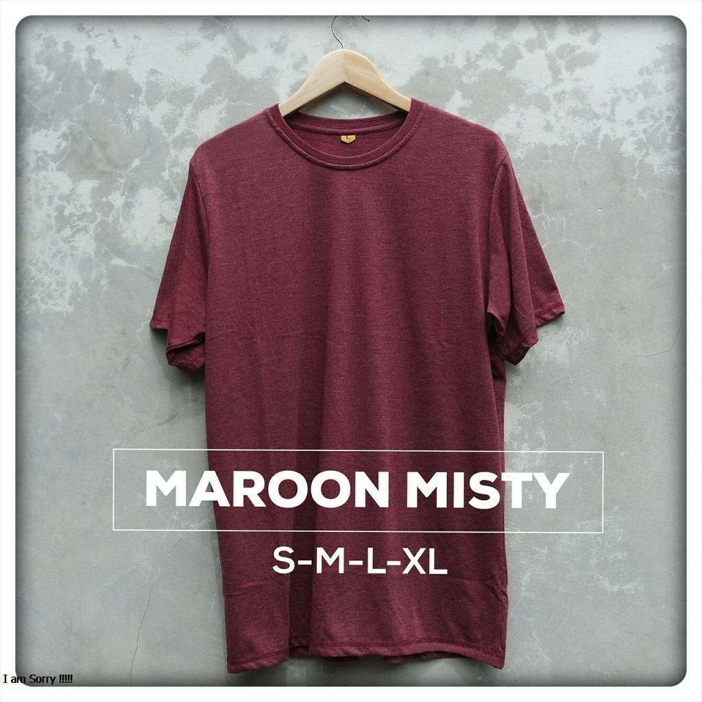  Kaos Polos Distro Warna Maroon Misty Lengan Pendek Premium 