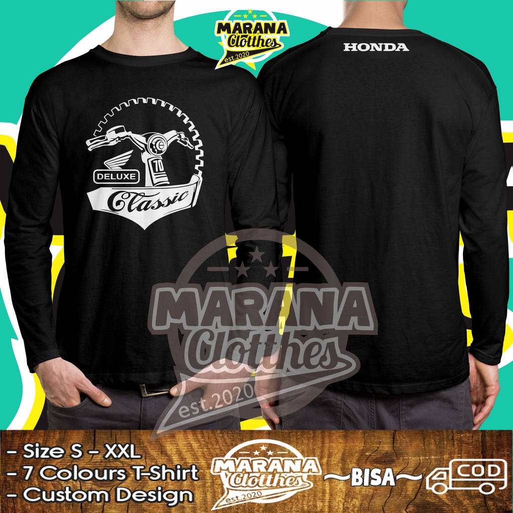 Kaos Motor Honda C70 Classic Lengan Panjang Baju Otomotif
