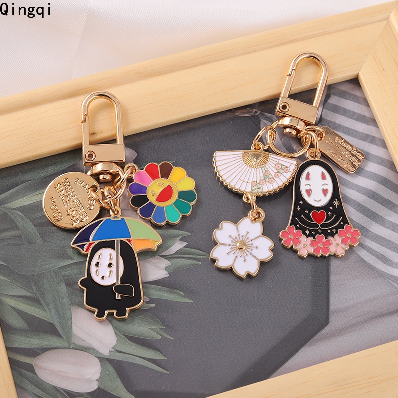 Gantungan Kunci Enamel Bentuk Payung Bunga Matahari Sakura Warna Hitam Putih Gaya Jepang Untuk Tas