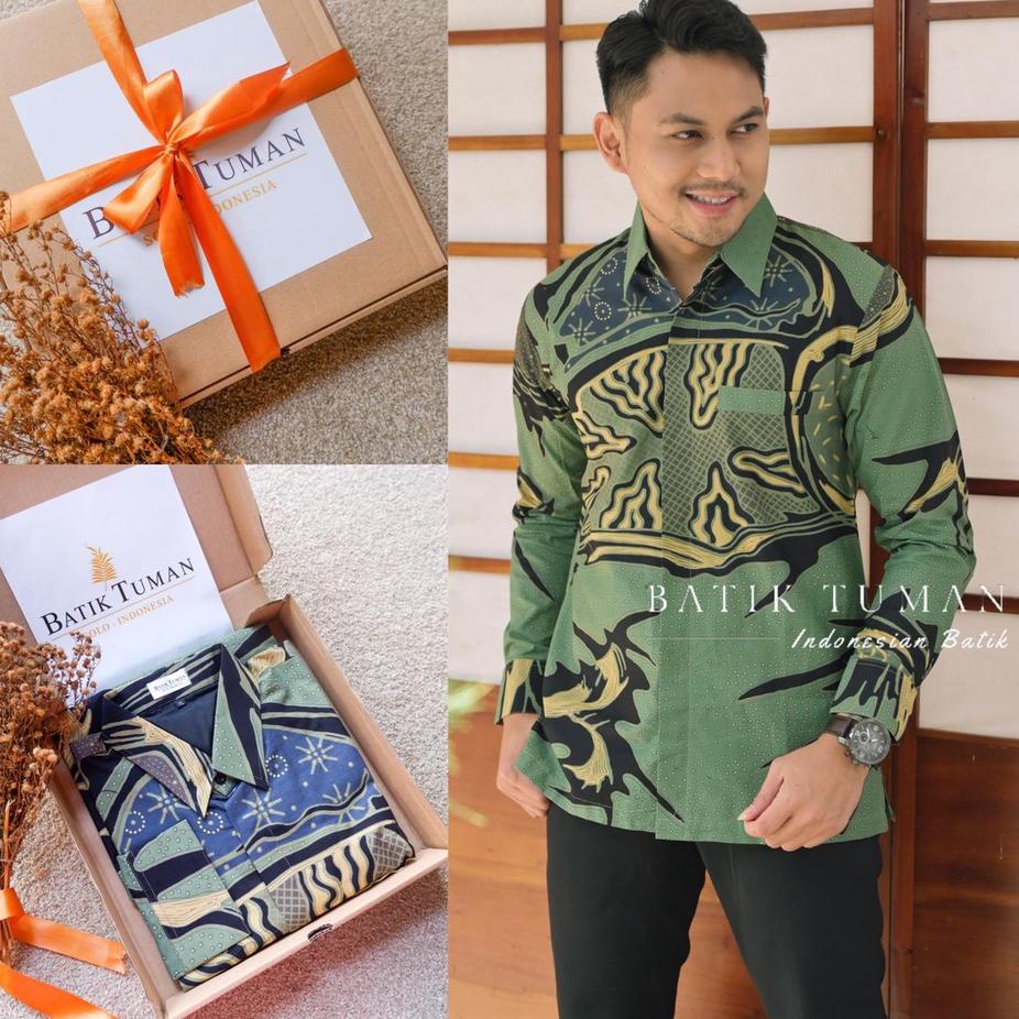 Harga Bersahabat.. (SLIMFIT & REGULER) PONDRAKARNA MINT GREEN Kemeja Batik Pria Warna Hijau Pastel B