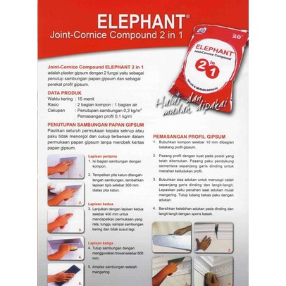Joint Cornice Compound Elephant / Kompon Gypsum Elephant Kiloan