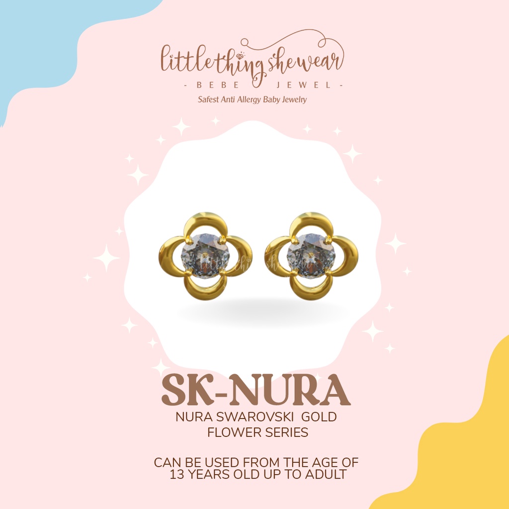 Anting Dewasa Littlethingshewear Nura Swarovski Gold SK-NURA 0,6gr