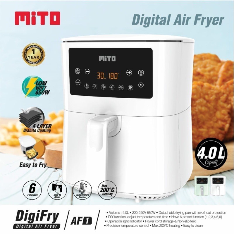 MITO Air Fryer AF1 Kapasitas 4L Bergaransi Resmi - Putih