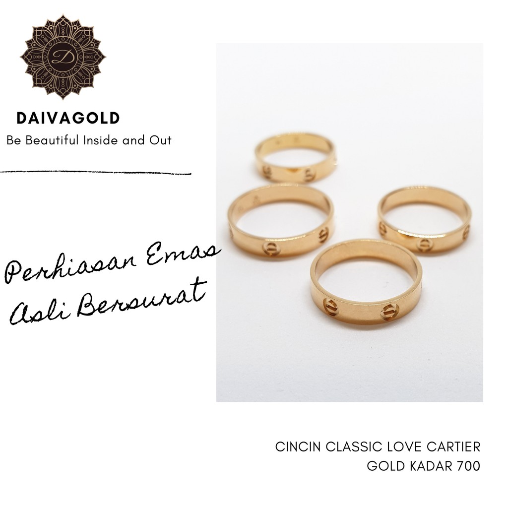 Cincin Emas Asli Classic Love Cartier Kadar 700