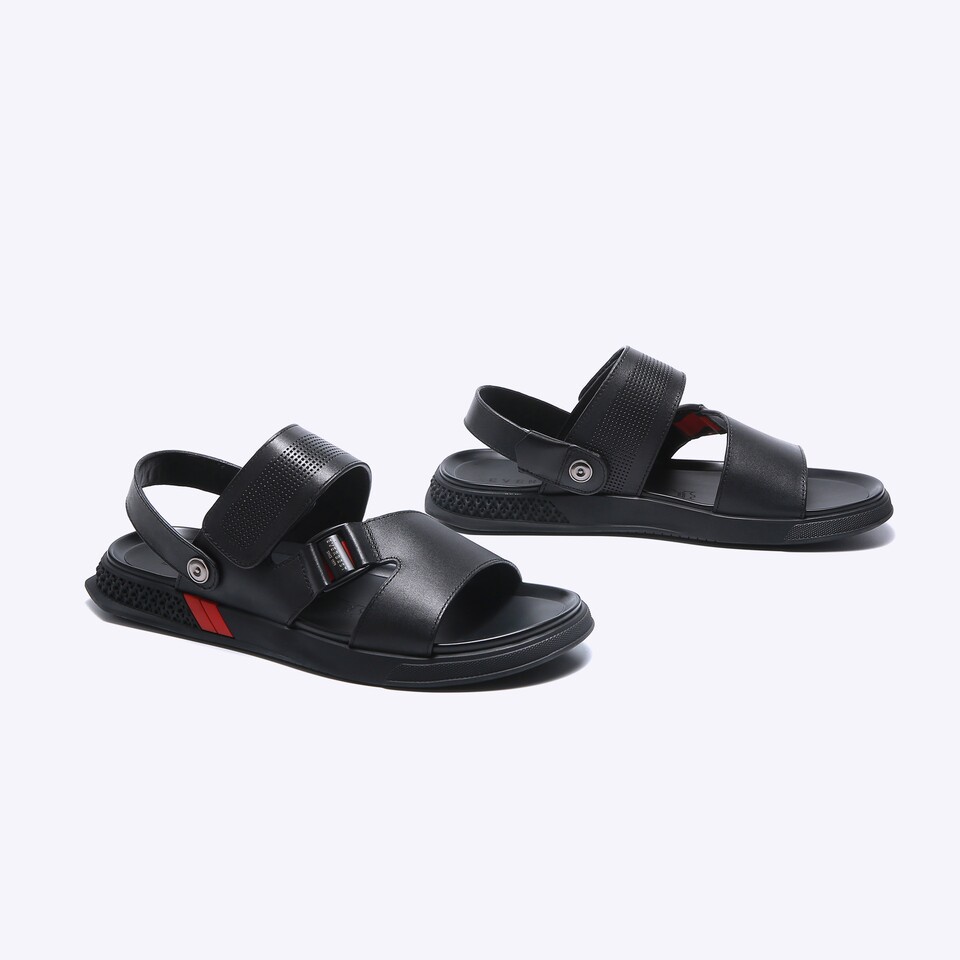 SANDAL KULIT EVERBEST PRIA ORIGINAL SLINGBACK CASUAL ASLI HITAM EM31