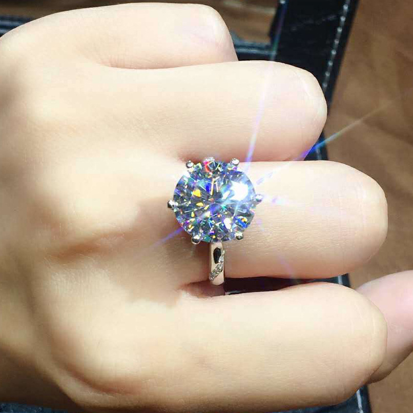 Cincin Pasangan Kawin Platinum Berlian Kristal Perak Pria Wanita Fashion Perhiasan Couple Rings-Women/Wanita