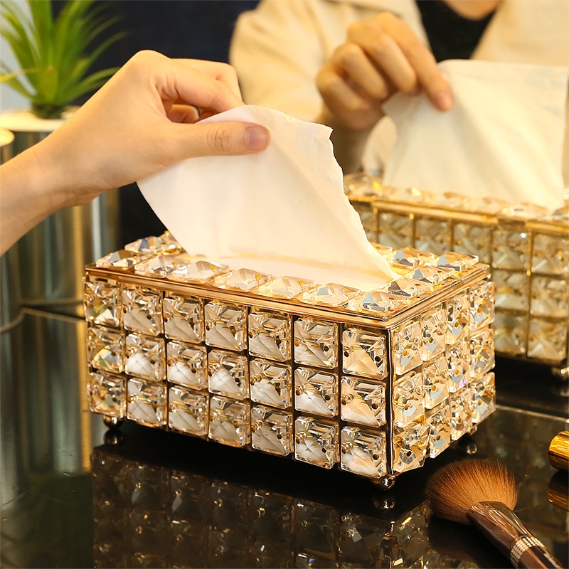 Kotak tisu kristal kotak tisu gold kotak Tempat Tisu Crystal Gold kotak tisu Modern Korea