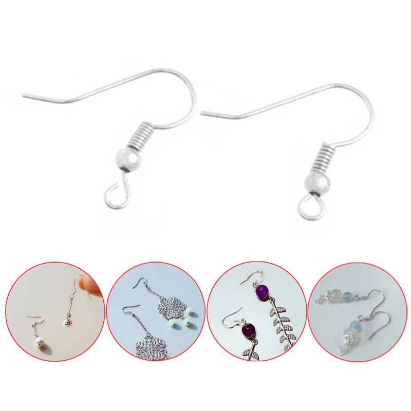 SIY  100 Pcs Earring Hooks Hypo-Allergenic Silver Plated Steel Ear Wires