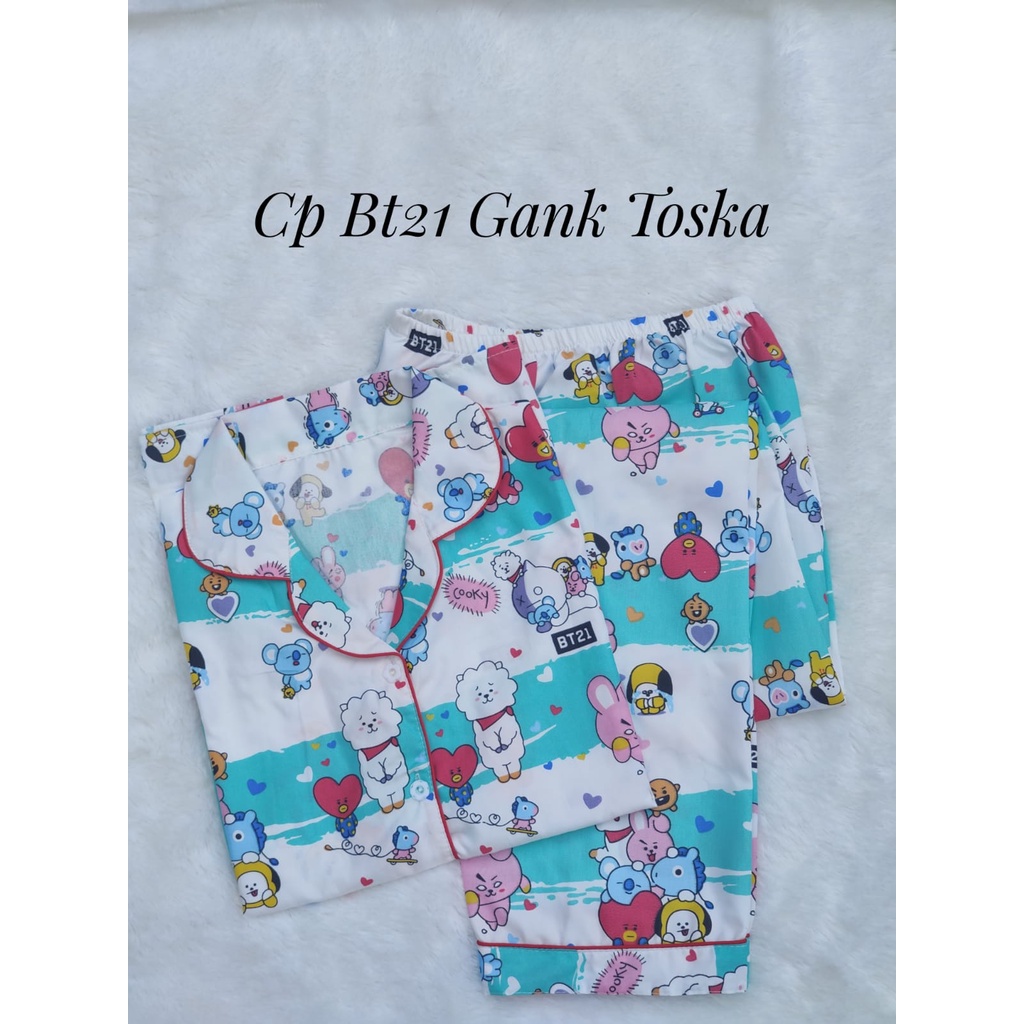 BJ-Piyama CP Dewasa Wanita Motif Karakter - Lengan Pendek-Gank BT21 Tosca