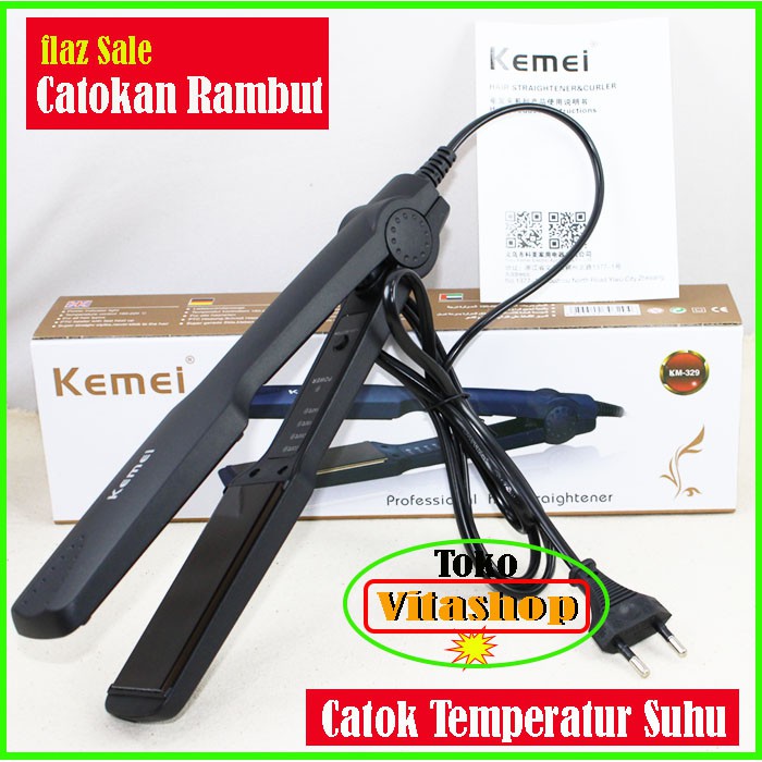 Kemei km-329 catokan pelurus rambut temperatur suhu