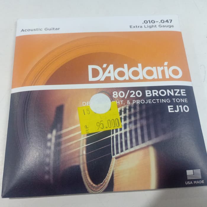 Senar Guitar Acoustic / senar gitar akustik D'ADDARIO .010 EJ10 - Original