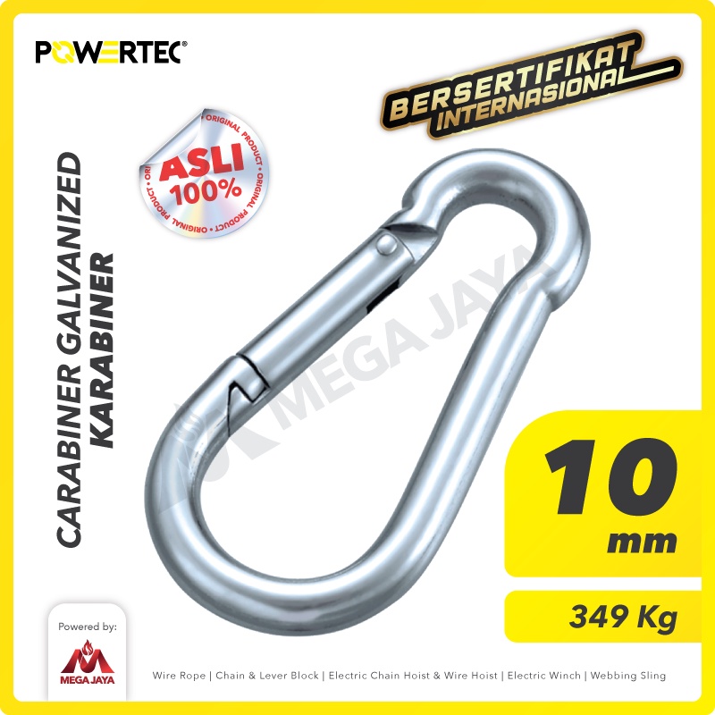 POWERTEC Carabiner / Karabiner Galvanized - 10mm