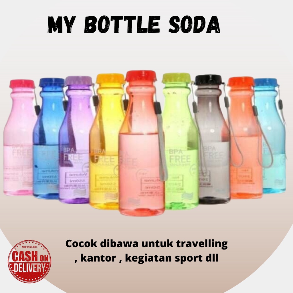 READY STOCK!! BOTOL MINUM AIR SODA BPA FREE ANTI TUMPAH [BOTTLE SODA] WARNA WARNI IMPORT