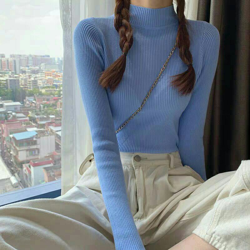 Llisa915 Baju atasan turtle neck lengan panjang rajut cewek import baju turtle rajut wanita import