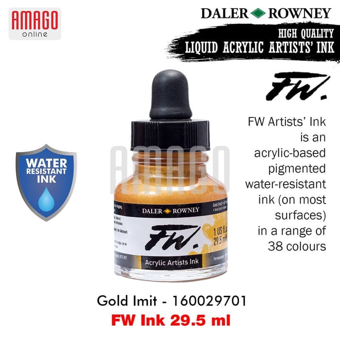 

DALER-ROWNEY - FW Ink 29.5 ml - Acrylic Artists Ink - Cat Akrilik - GOLD IMIT - 160029701