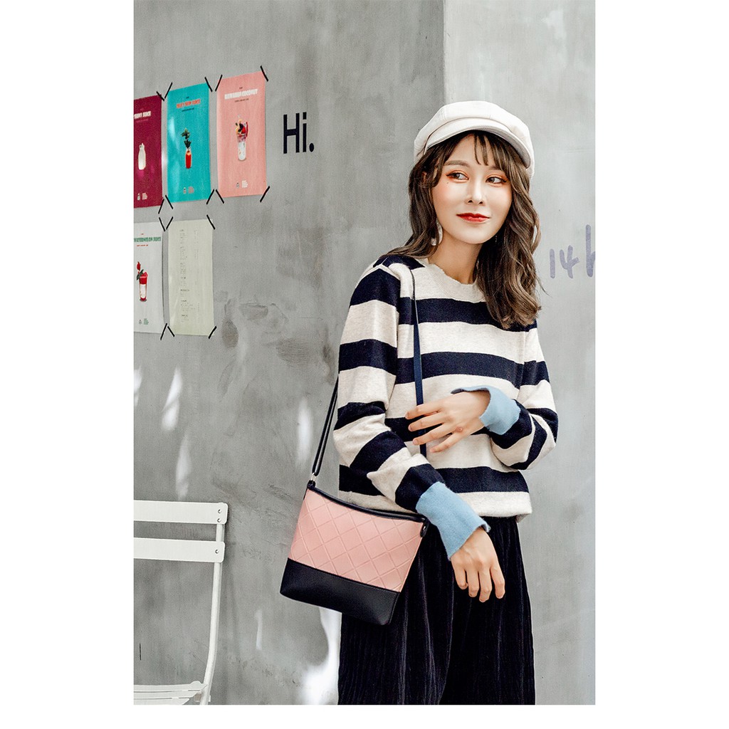 Satu7an T45 Tas Selempang Wanita Tas Cewek Tas Import Motif Kotak Fashion Style Sling Bag Kulit PU