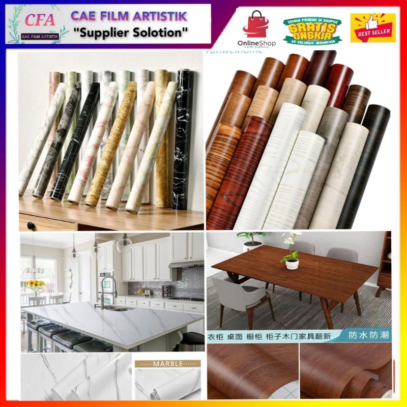Walpaper Stiker Dapur Anti Minyak Dan Panas Api Anti Air Wallpaper Marmer Glossy Serat Kayu Pelapis 