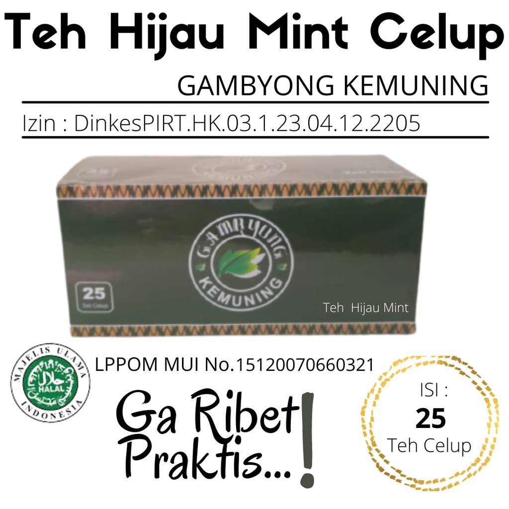 

Teh Hijau Mint Celup Ganbyong Oleh - oleh Khas Kebun Teh Kemuning