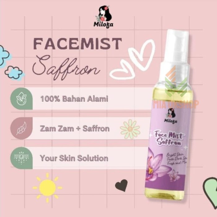 FS100 - MILOFA Face mist saffron toner wajah Spray 100% BPOM