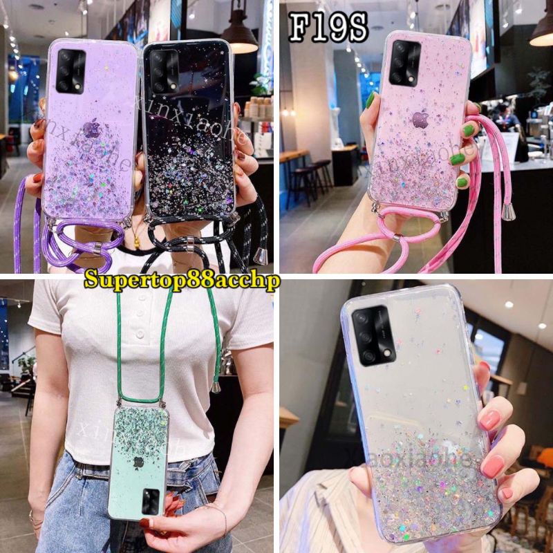 Case Tali Nagita Oppo A16 A54 A55 5G A74 4G A74 5G F19S 2021 Lanyard Glitter Gantungan