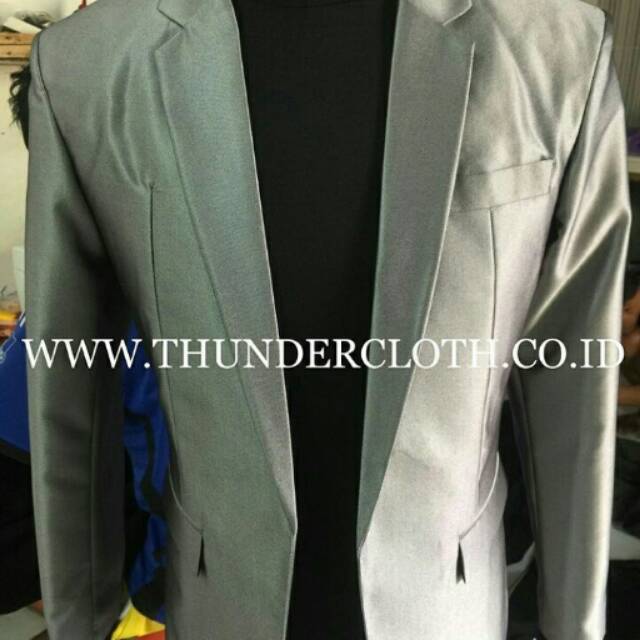 jas pengantin pria silver formal
