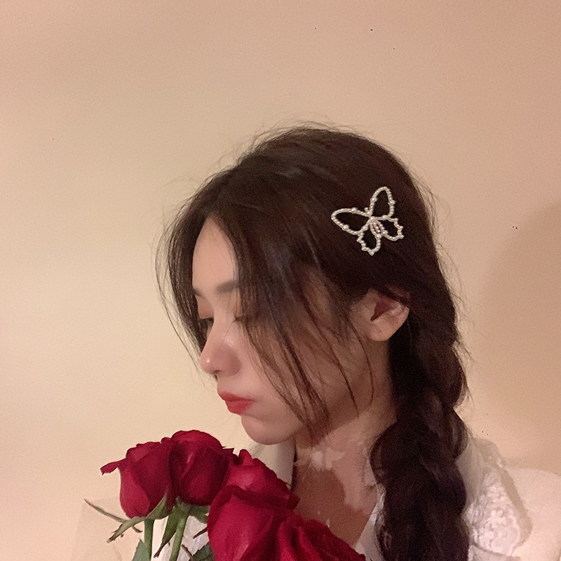Pearl Kupu-kupu Jepit Rambut Sederhana Hairpin Sisi Klip Gadis Korea Aksesoris Rambut