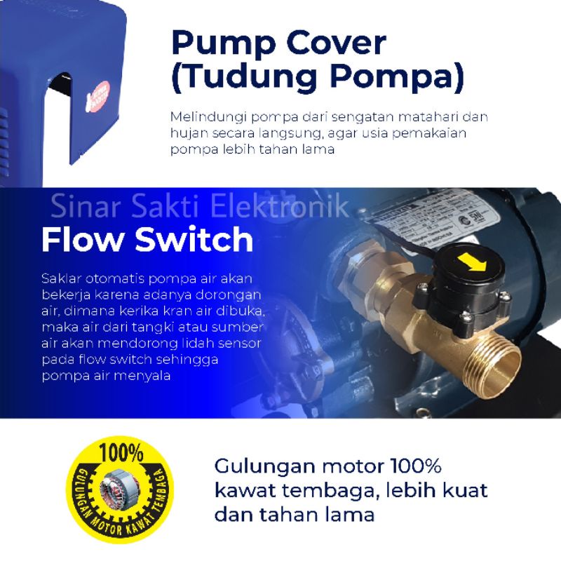 Shimizu Pompa Air Pendorong Booster PB 228 Bit Dorong 1 Rumah PB228 Otomatis Malang