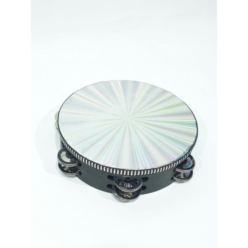 Tamborin Hologram Model Bulat Diameter 20 cm Double Metal Jingles Tamborine Murah Jakarta