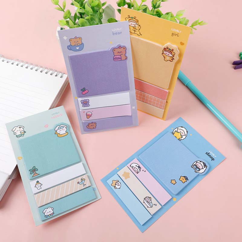 80 Lembar Sticky Note Tebal Portable Motif Kartun Untuk Stationery Sekolah / Kantor