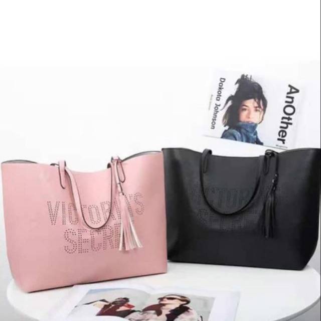 Tas victoria secret reversible tote with pouch