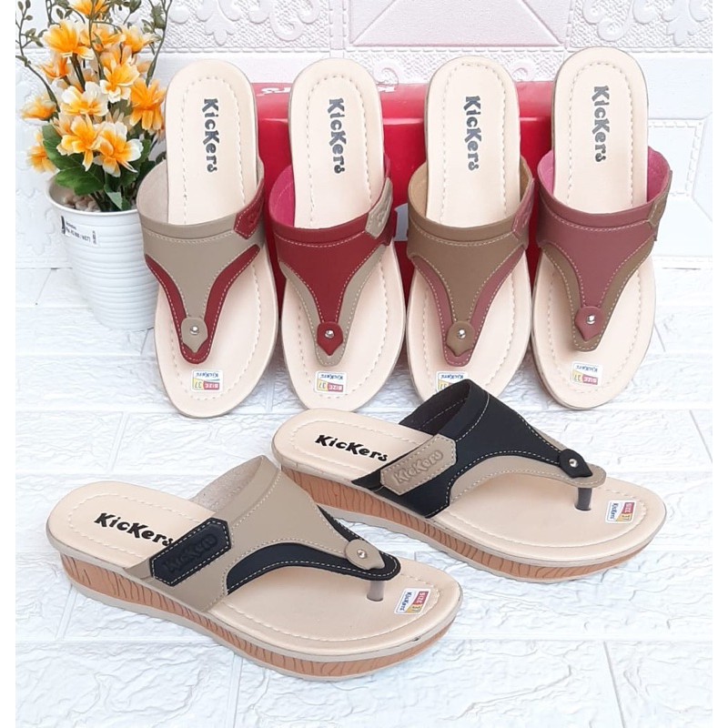 KICKERS SANDAL WEDGES JAPIT WANITA KOMBINASI