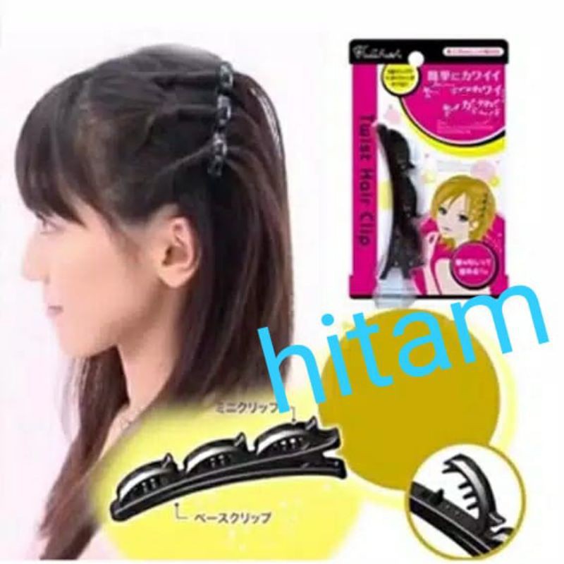 mrcaisen Bando jepitan rambut kepang layer hairpin poni klip korea ganda2in1