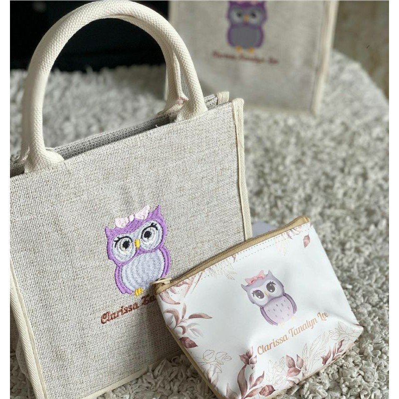 Tiffany bag set/souvenir anak/bordir/tas custom/birthday/aqiqah/tas ransel/tas anak/tas wanita/murah