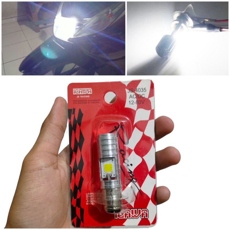 Lampu led ac dc h6 cahaya super terang dan berkualitas lampu utama led original igawa led 2 sisi depan motor beat mio vario genio Scoopy fazzio supra revo kharisma