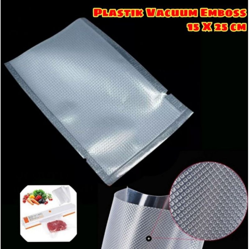 Plastik Vacuum Sealer Emboss Ukuran 20x30 dan 17x25 Plastik Vakum Makanan