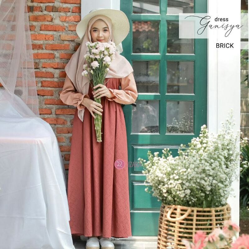 Zizara Dress Ganisya Dress Zizara Gamis Katun Polos Gamis Twotone