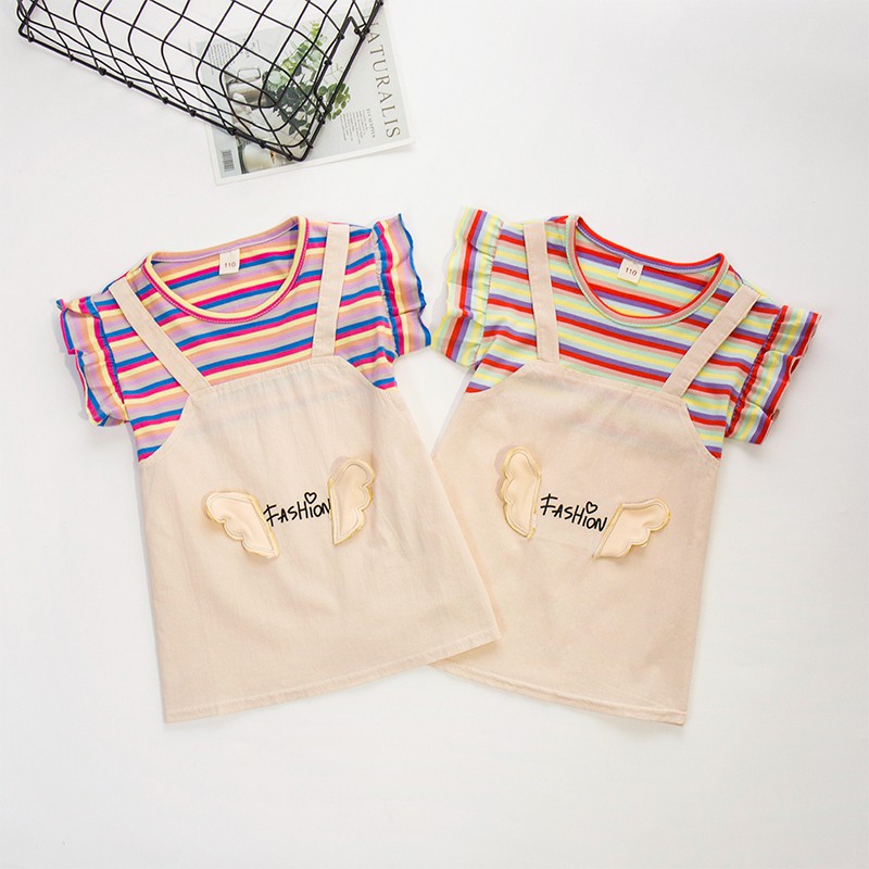 KF Cat Pakaian dress baju anak perempuan import model jumpsuit angel lucu model terbaru 3bln -2thn katun Grosir-1