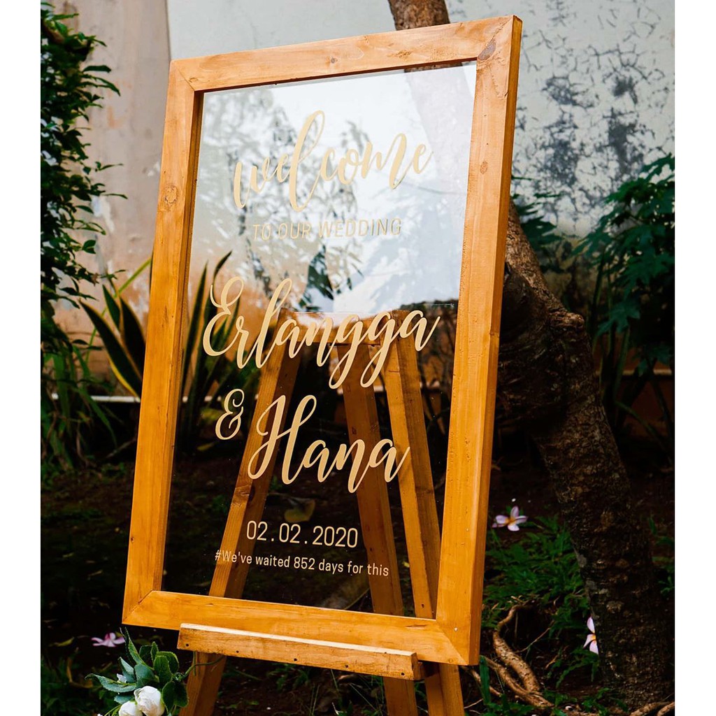 Jual wedding signage acrylic, acrylic wedding sign, welcome sign