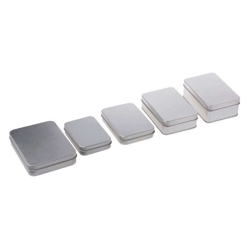 CRE  Small Metal Tin Silver Storage Box Case Organizer For Money Coin Candy Key