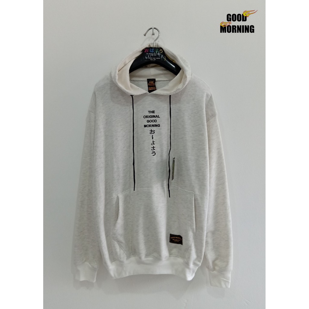 Sweater Hoodiee Basic Pria Wanita GOOD MORNING Ori Cowo Japan