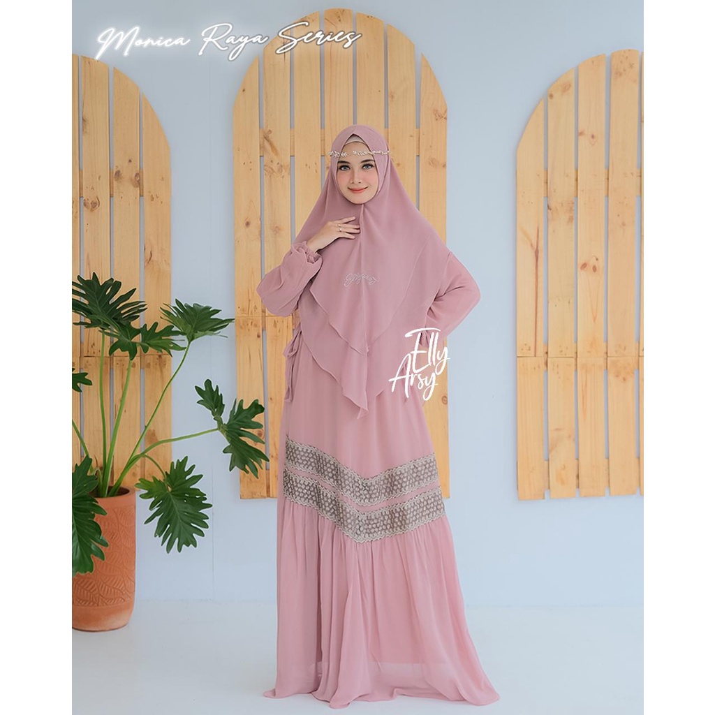 Gamis syari set SYABIA CRINKLE khimar recomended terbaru ELLYARSY premium muslimah