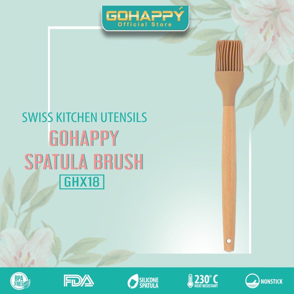 Kuas Roti Barbeque silikon Gohappy GHX18 food brush silicone cake mentega spatula