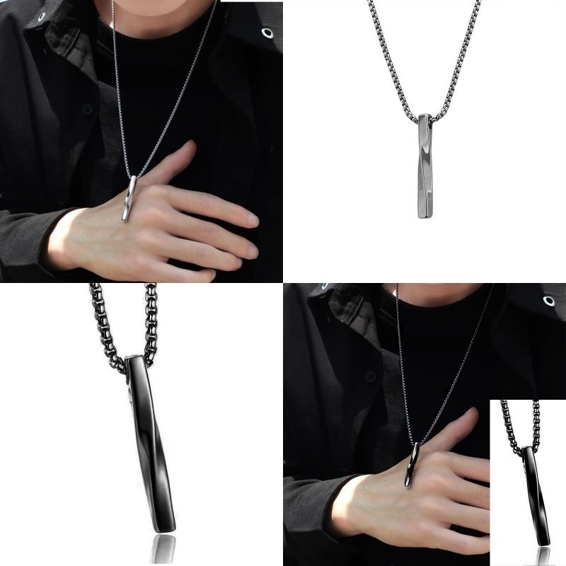 Kalung Rantai Panjang Bahan Stainless Steel Bentuk Geometris Gaya Hip Hop Untuk Pasangan