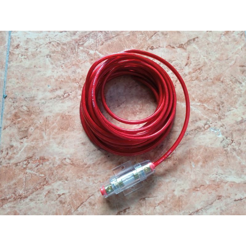 4,5 Meter Kabel Power 8 Awg + Fuse / Sekring 60A untuk Audio mobil