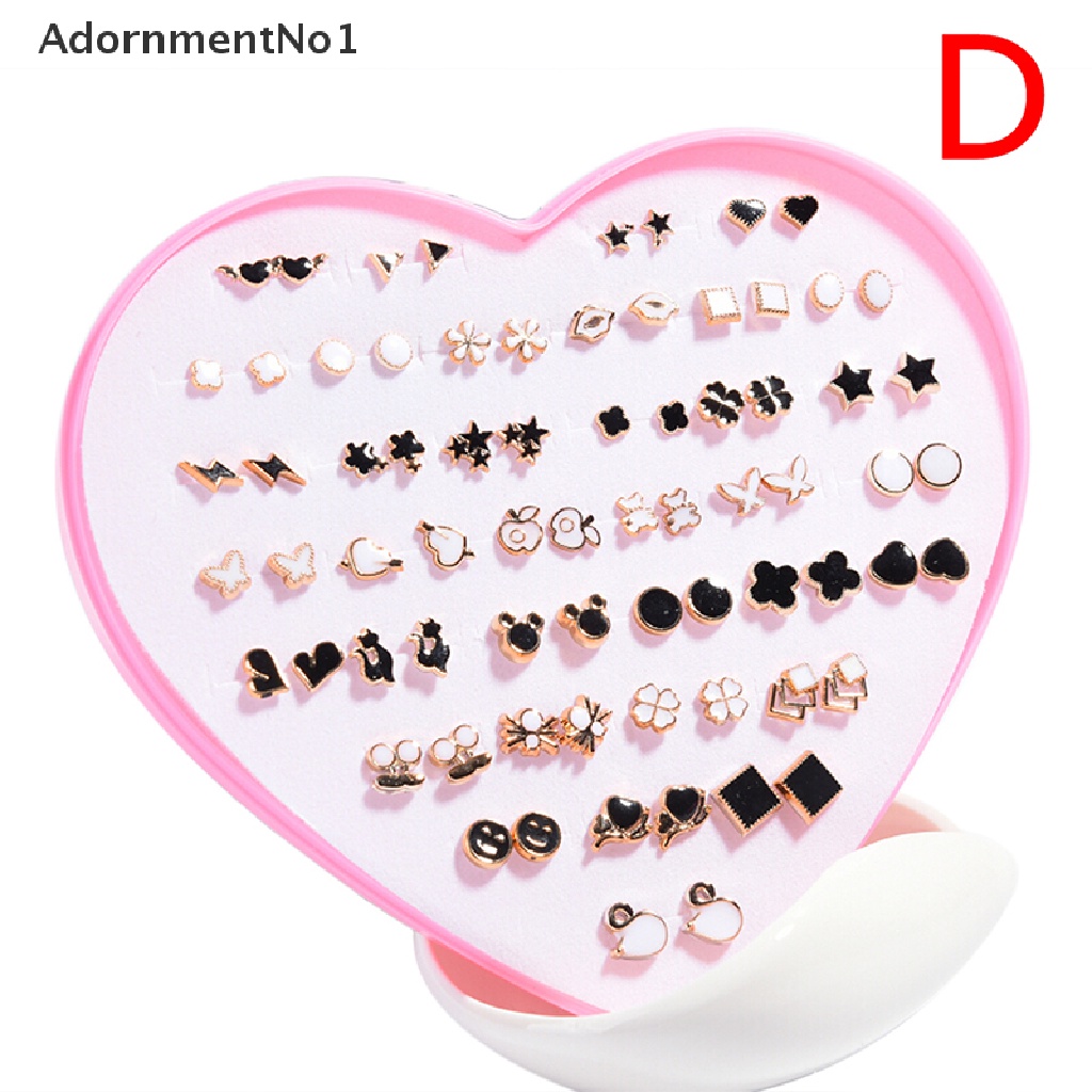 (AdornmentNo1) 36 Pasang / Set Anting Tusuk Motif Bunga Aksen Kristal Diamante Untuk Perhiasan Wanita / Anak Perempuan